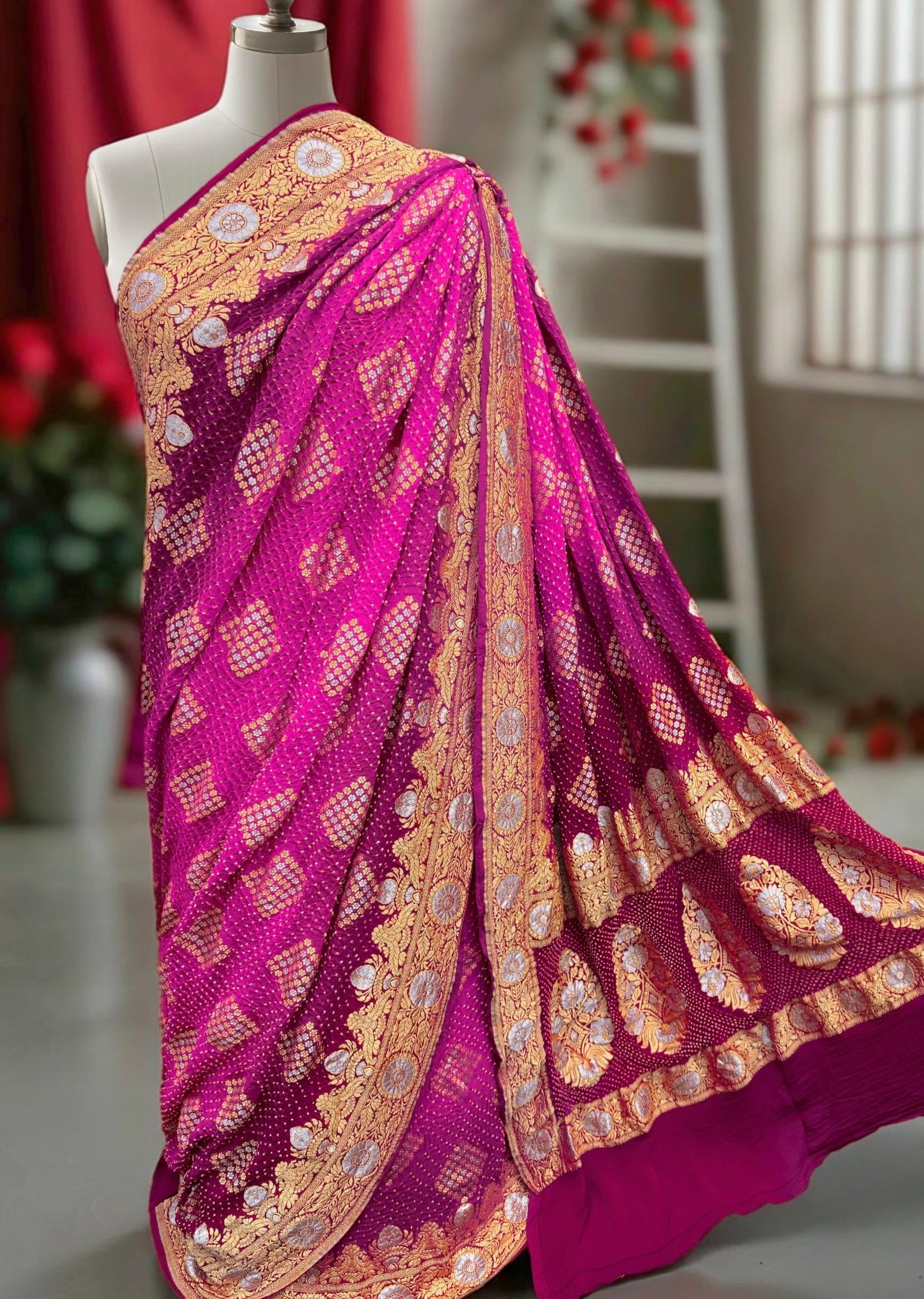 Sona Rupa Banarsi saree khaddi gorgette saree Indian sari blouse SaffronFashion