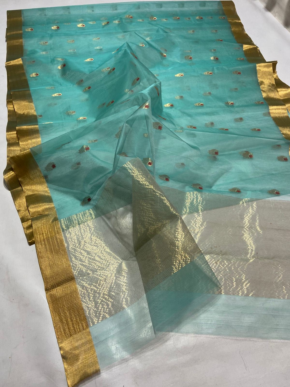Firoza chanderi saree katan silk saree Indian sarees SaffronFashion