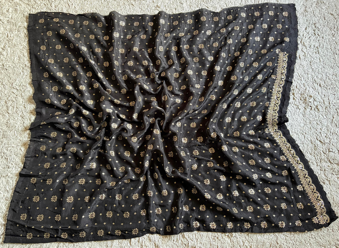 Black bandhani saree premium Banarsi saree gorgette sari blouse Saffronfashionindia