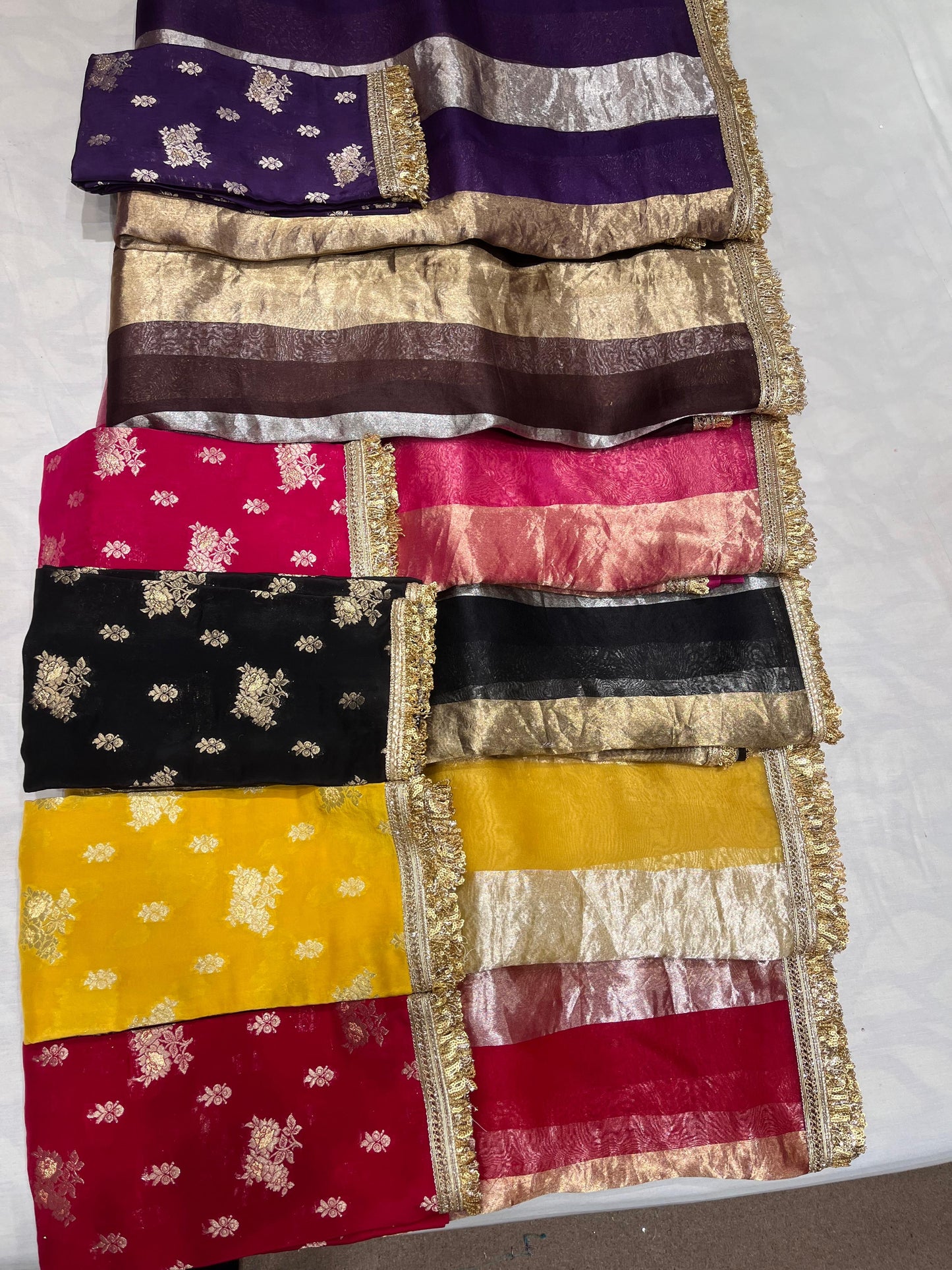 Striped Tissue Organza Saree Partywear Sari - Saffronfashionindia