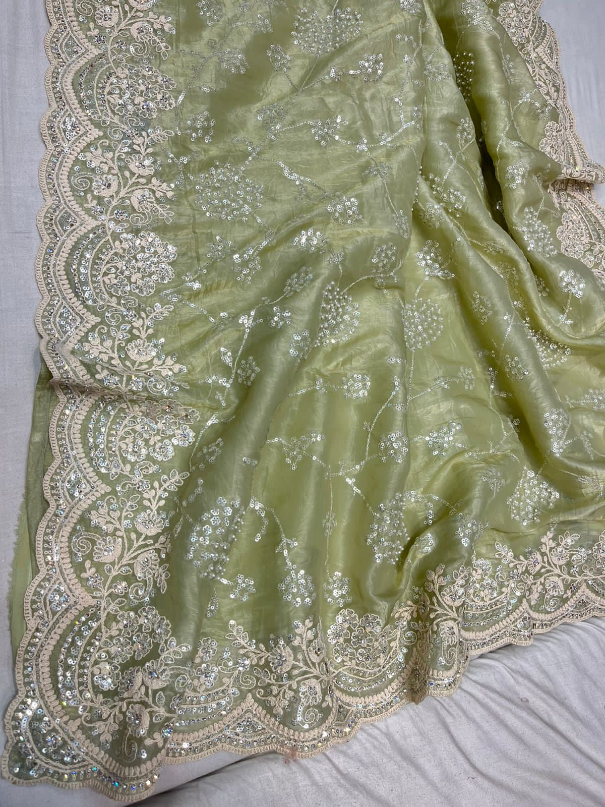 Rahika crush organza sequins saree - Saffronfashionindia