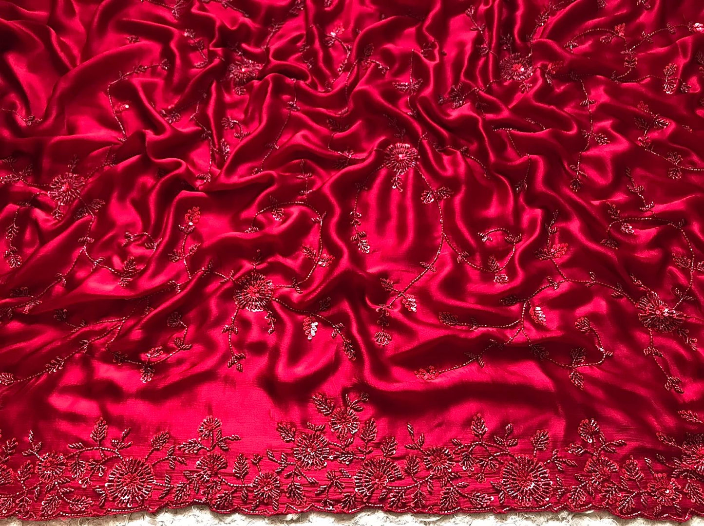 Red Marron luxuer premium silk saree Saffronfashionindia