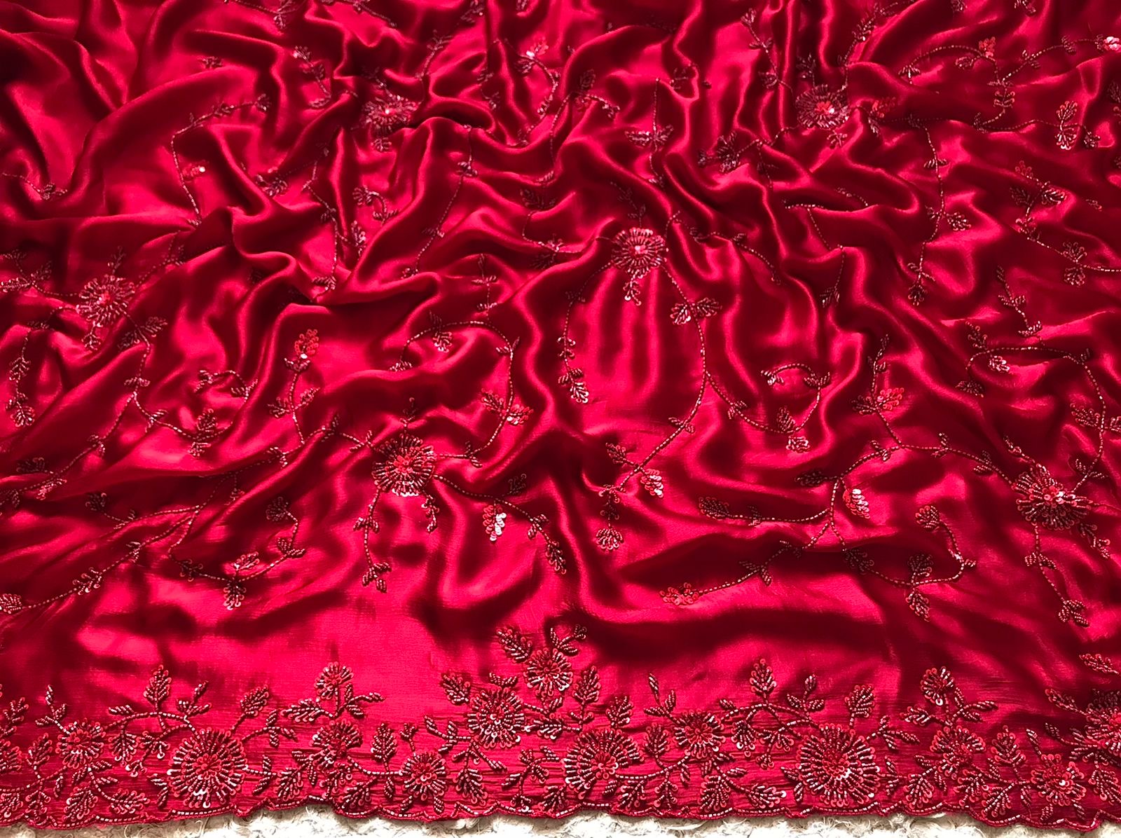Red Marron luxuer premium silk saree Saffronfashionindia