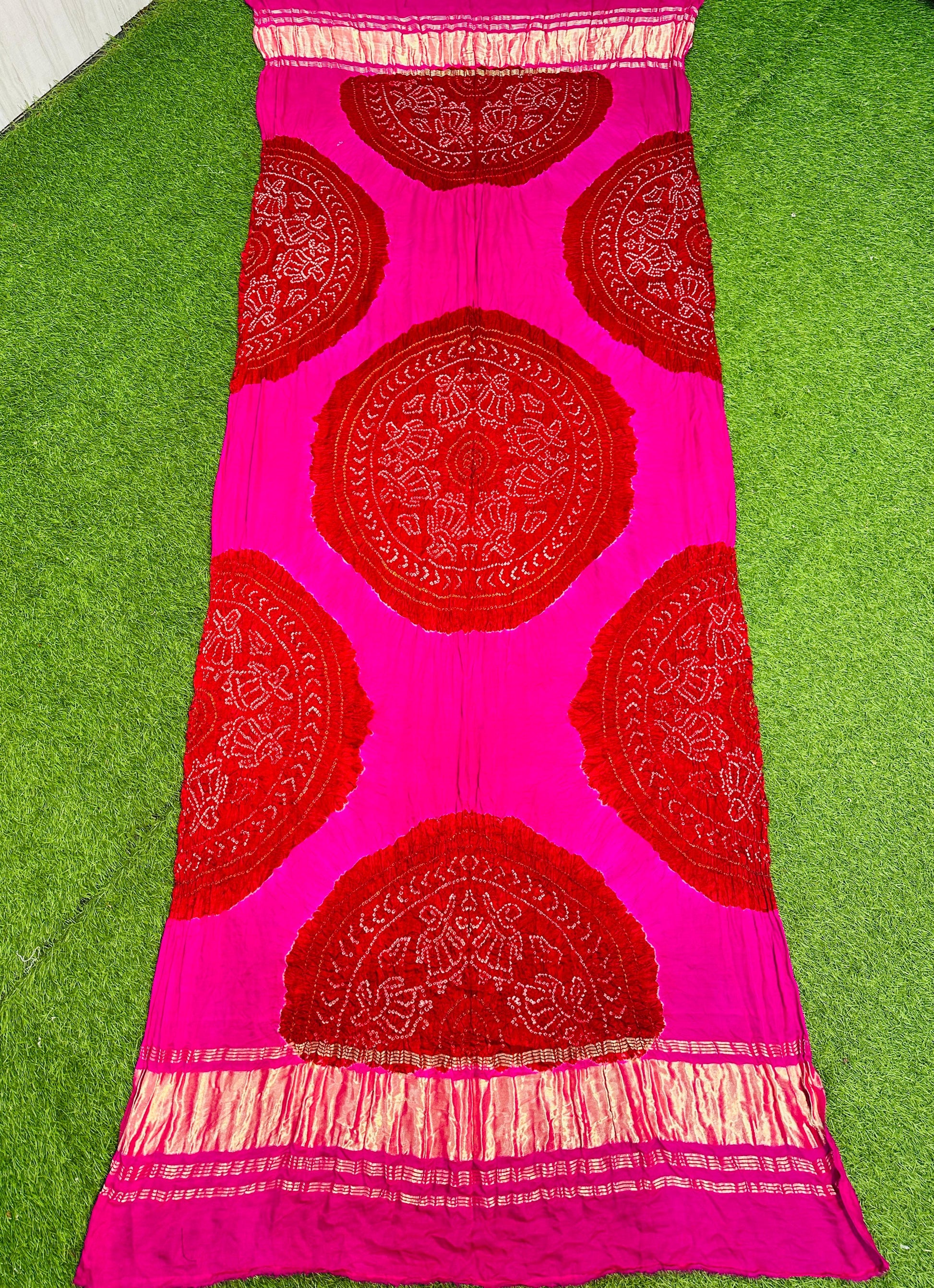 Pink gajji silk dupatta Indian traditional dupatta - Saffronfashionindia