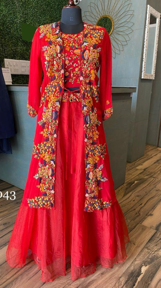 Red ridding indowestern dress - Saffronfashionindia