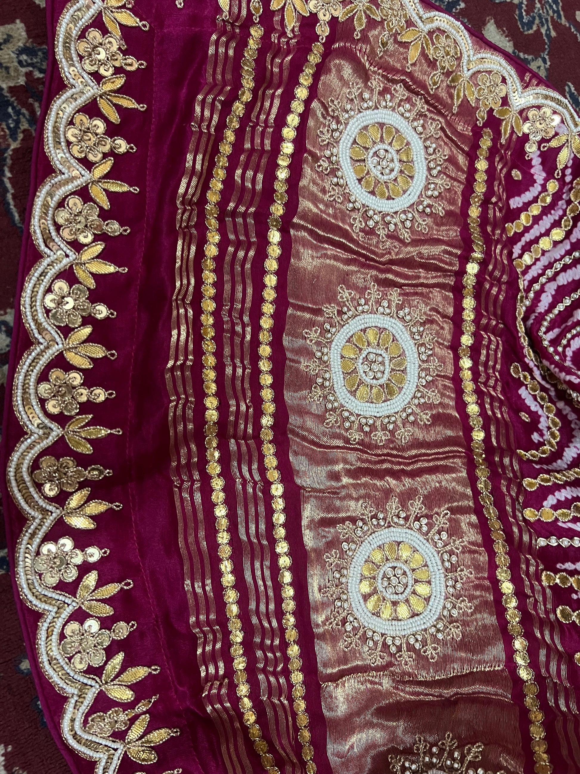 Pink Gajji silk dupatta Embroidery dupatta - Saffronfashionindia