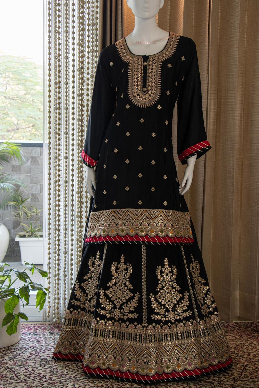 Rebica Embroidered Zari Gharara Set Pakistani Dress - Saffronfashionindia