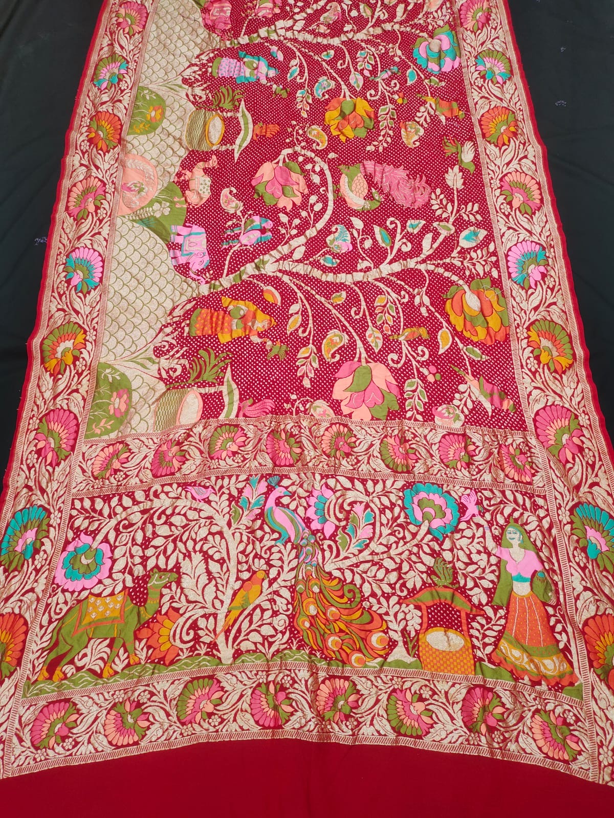 Bandhani Meenakari saree Banarsi sarees women saree blouse traditional sarees - Saffronfashionindia