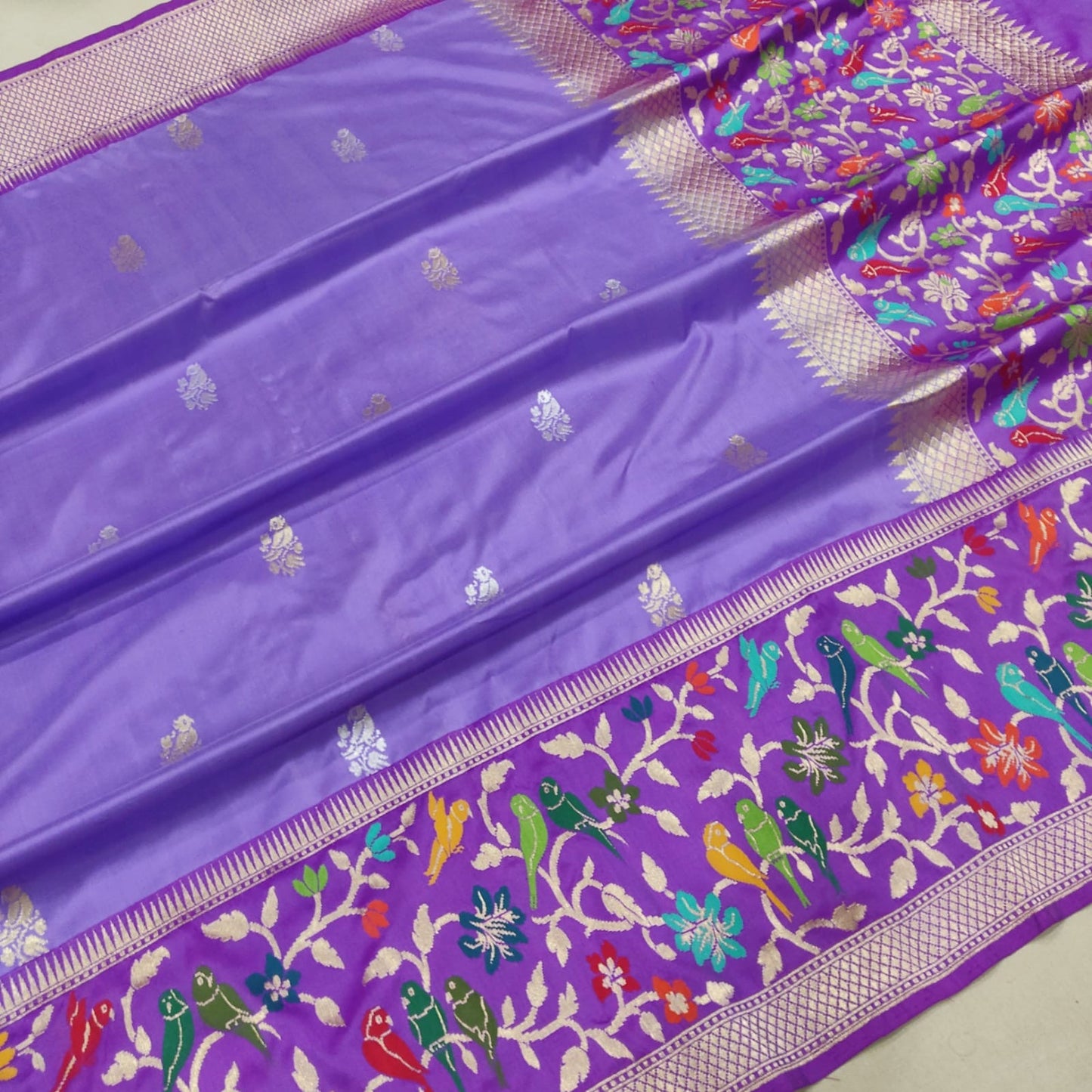 Purple katan silk saree handwoven saree Indian sari blouse - Saffronfashionindia
