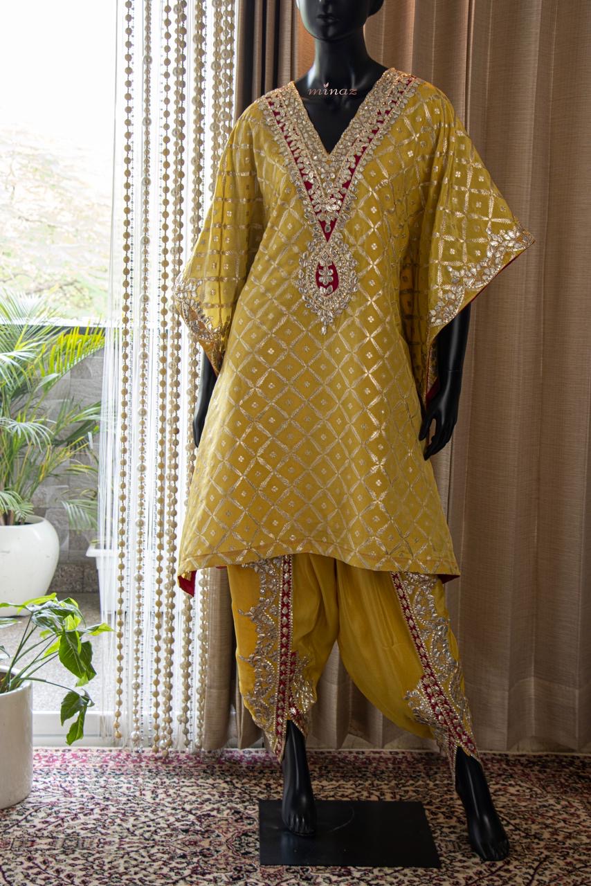 Kaftan styled kurti pant set traditional kurti set - Saffronfashionindia