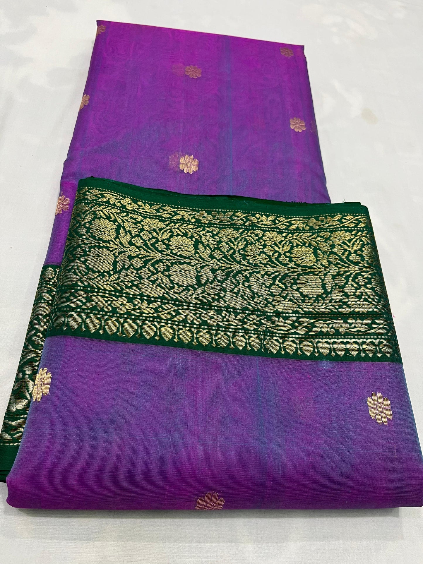 Purple chanderi saree Indian sari blouse traditional sarees SaffronFashion