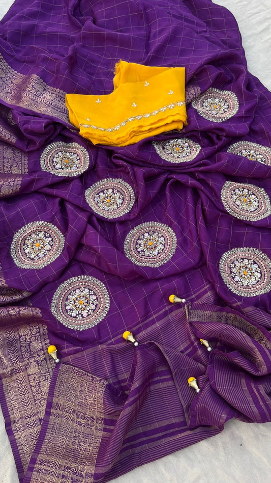 Munga Banarsi saree women Indian sari - Saffronfashionindia
