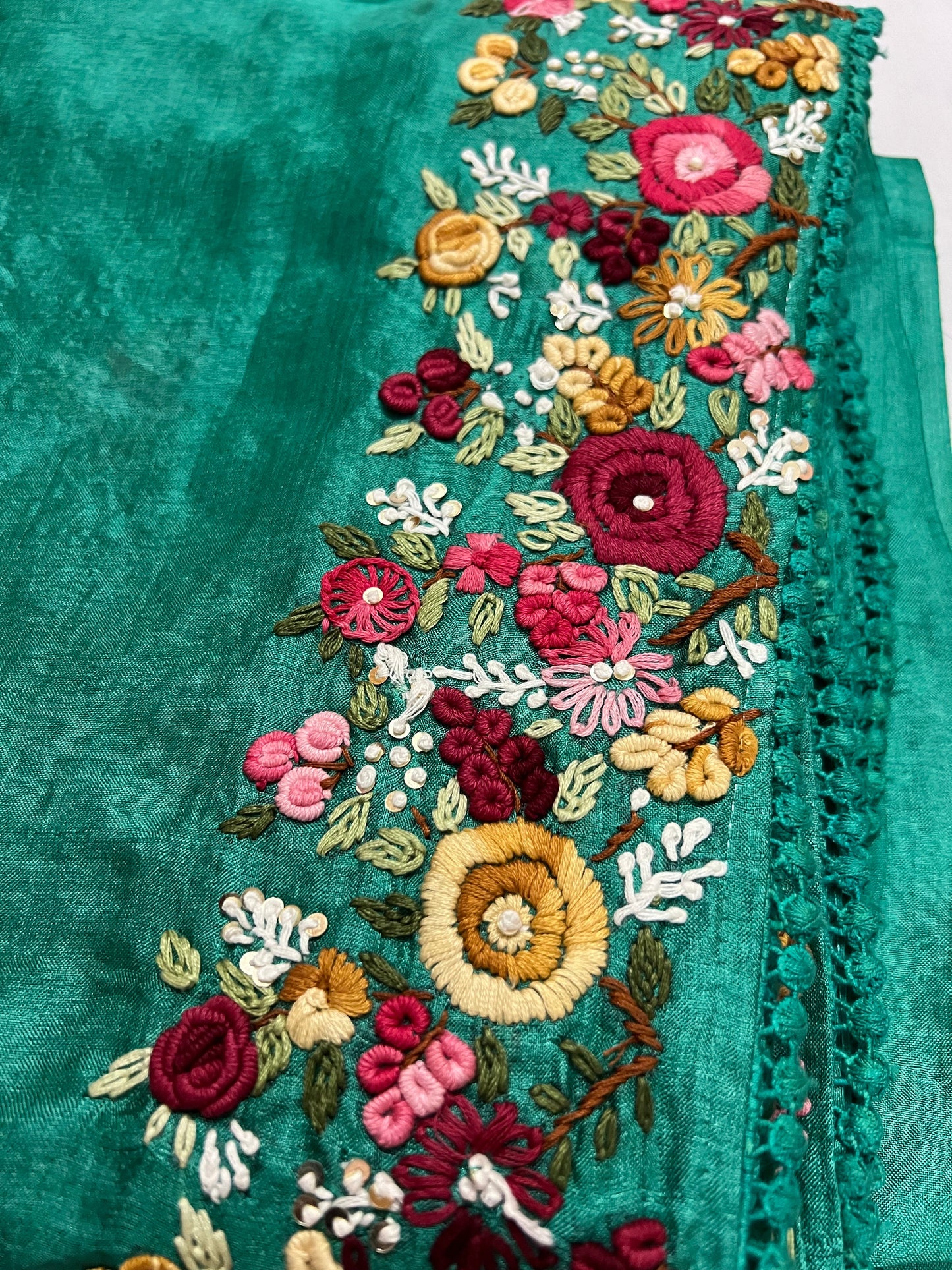 Tussar French knot inspired saree Saffronfashion