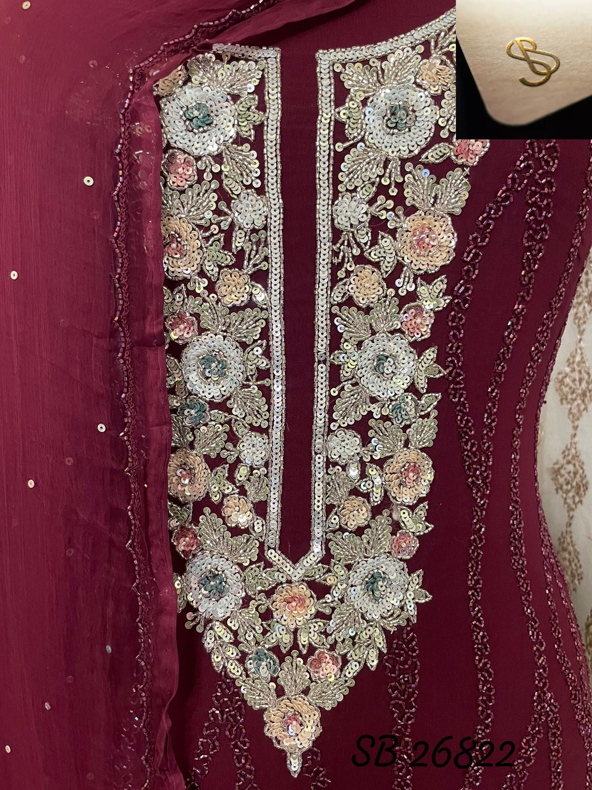 Ariba cutdana gorgette Indian Pakistani Salwar suit - Saffronfashionindia