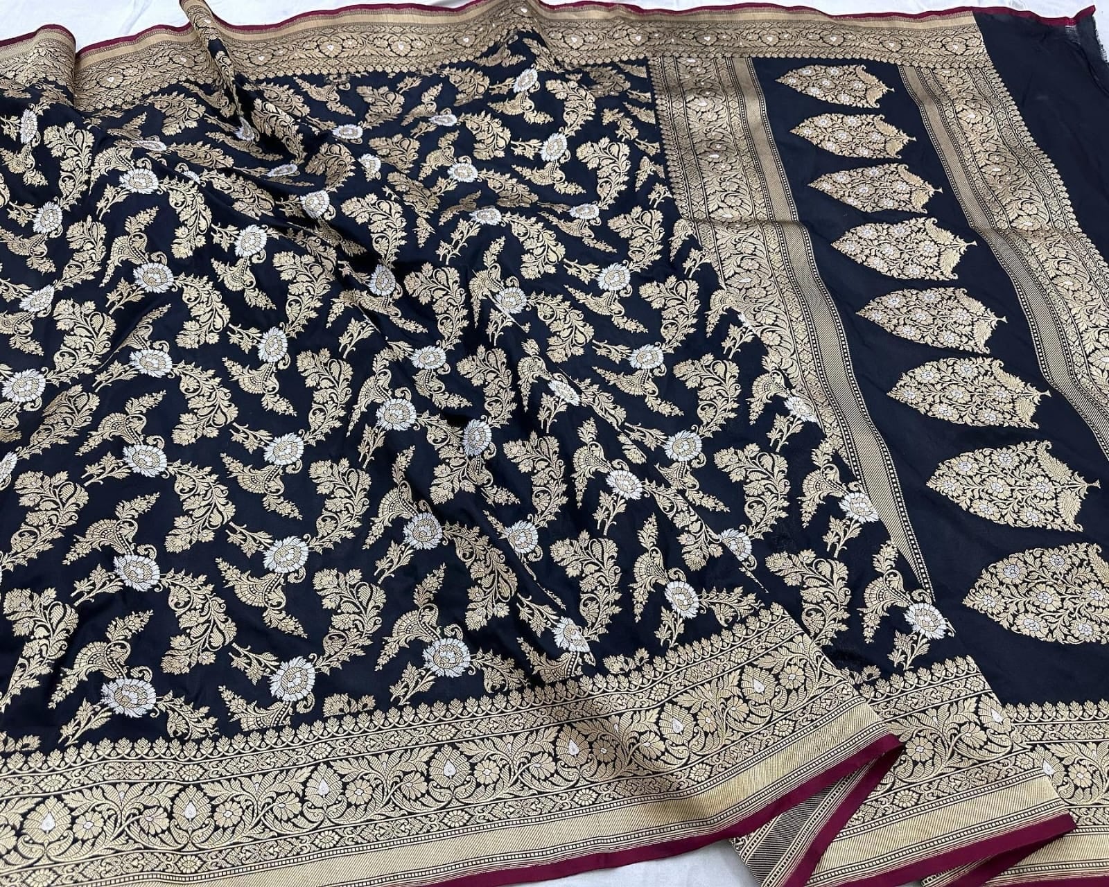 Black hot exclusive Katan kadwa sarees - Saffronfashionindia