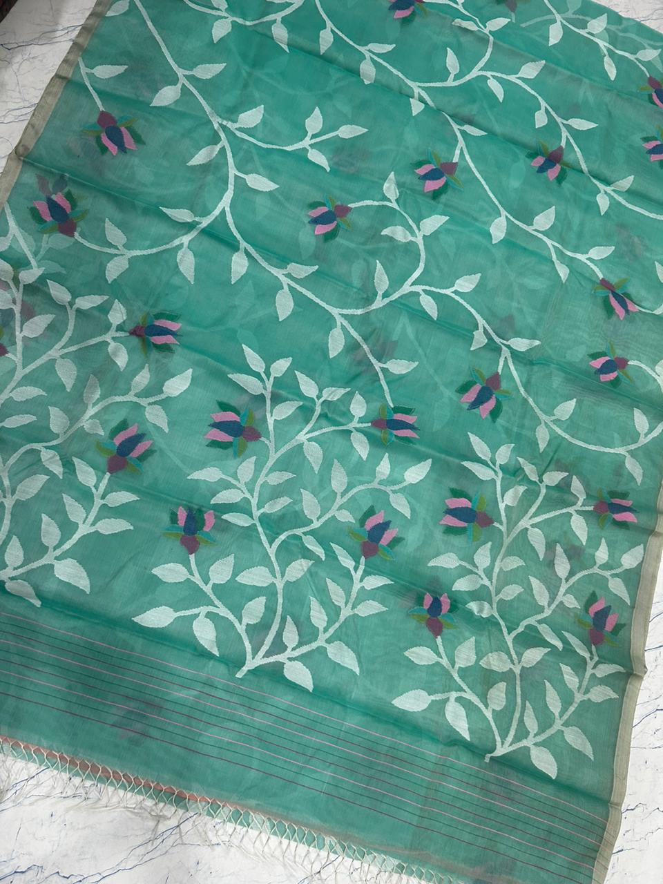 Anisha muslin jamdani Tantuj sarees - Saffronfashionindia