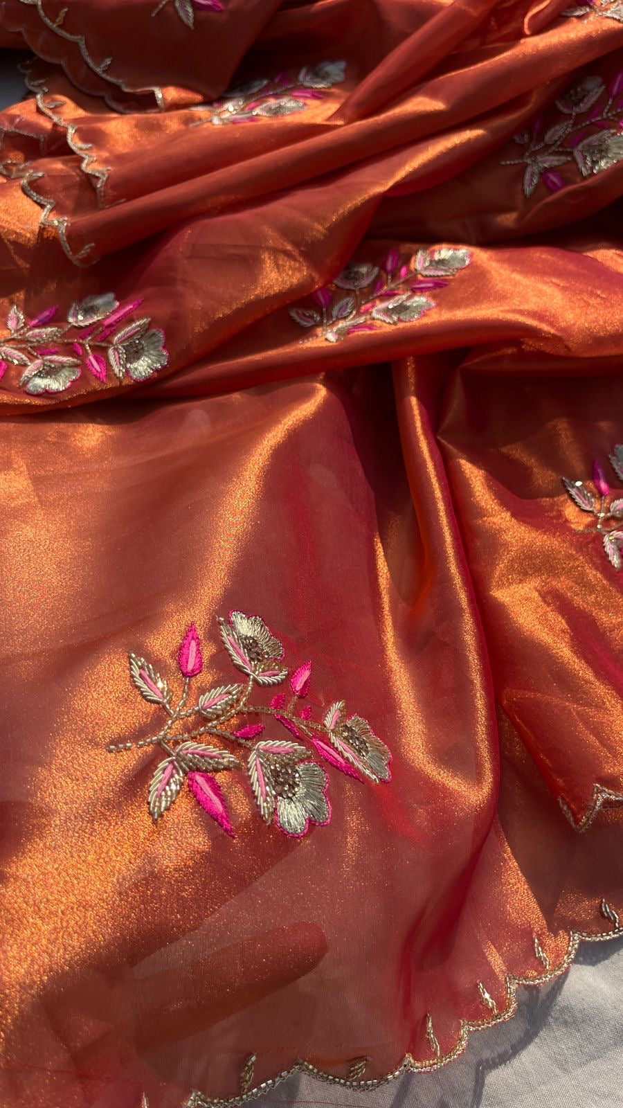 Kiwari Handloom Zari Tissue Saree Indian Sari - Saffronfashionindia