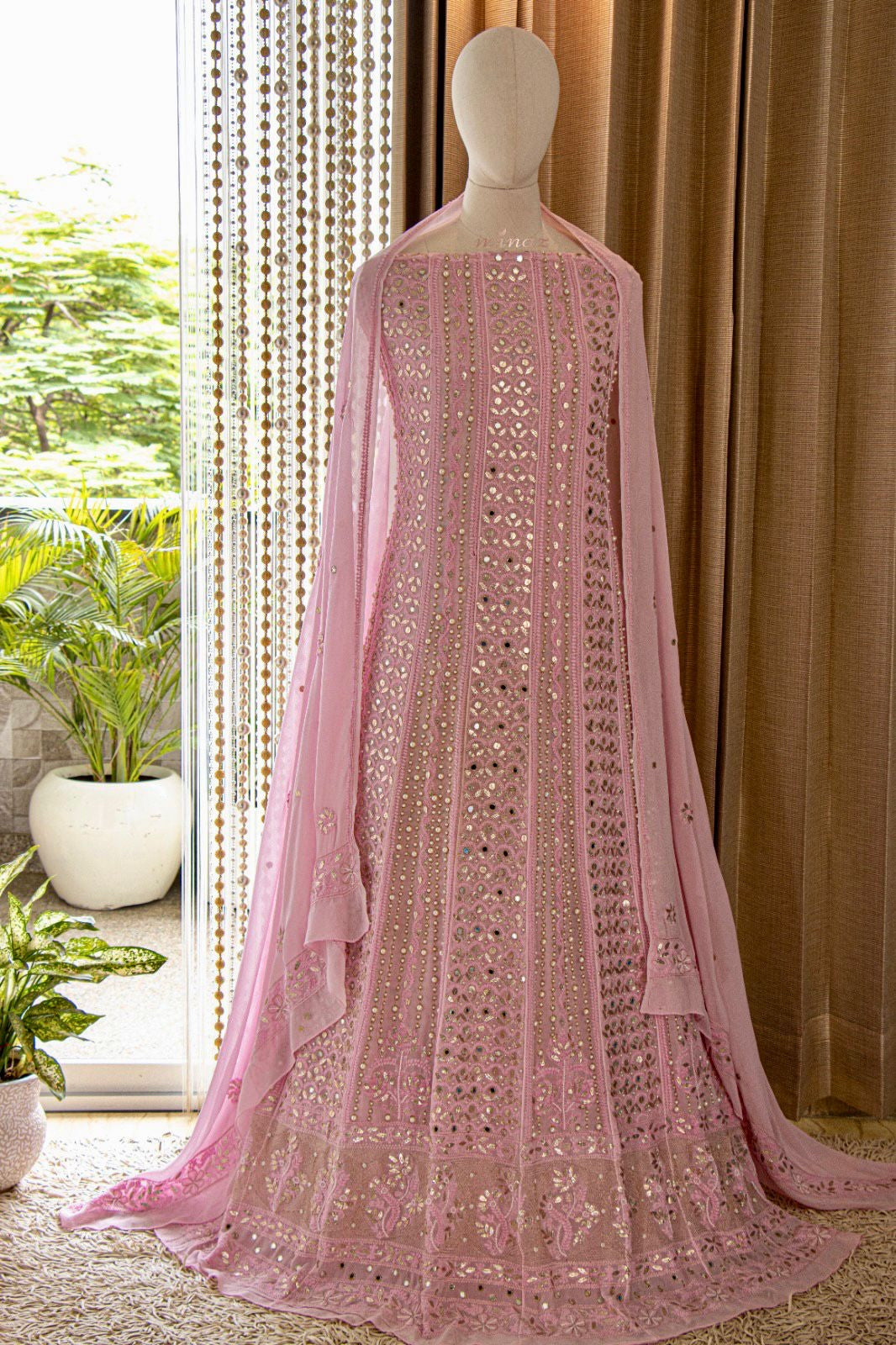 Zebah Lucknowi Chikankari salwar suit Pakistani Anarkali suit - Saffronfashionindia