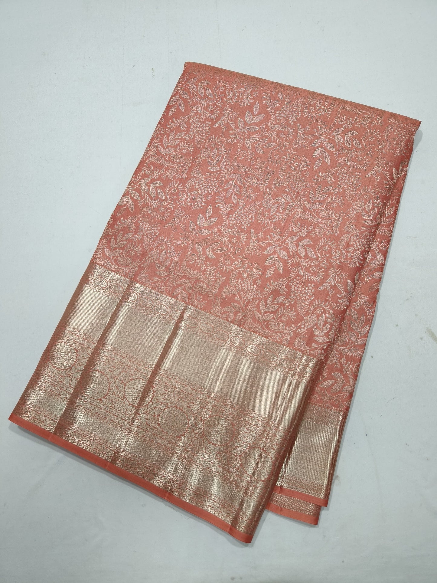 Peach Kanjeevaram silk saree Indian silk saree blouse - Saffronfashionindia