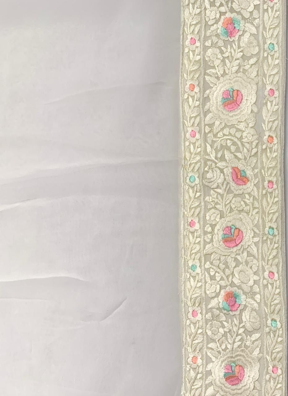 Vermilo Chikankari saree Gorgette saree traditional sari blouse SaffronFashion