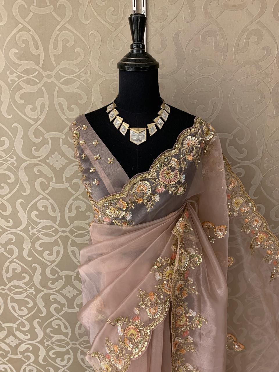 Inayat organza saree Partywear sarees beautiful sari - Saffronfashionindia