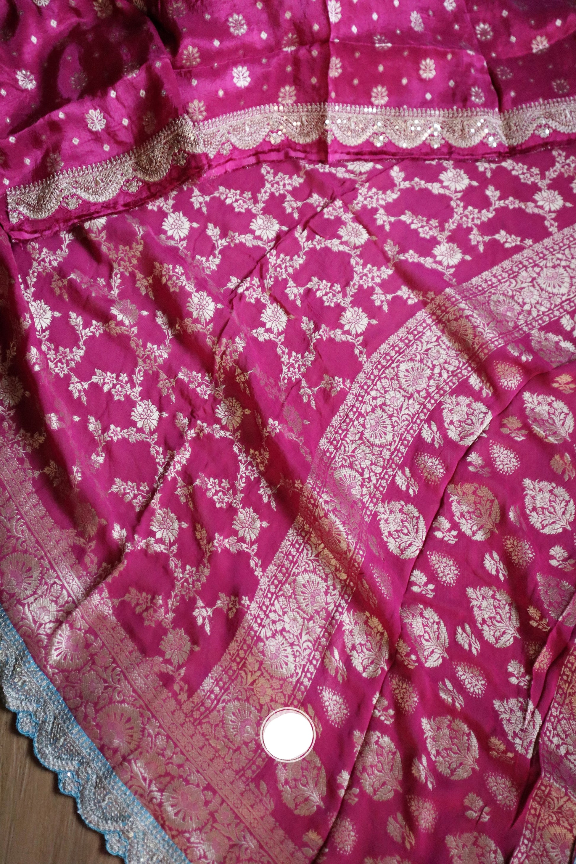 Bridal Khaddi Gorgette saree/Indian saree - Saffronfashionindia