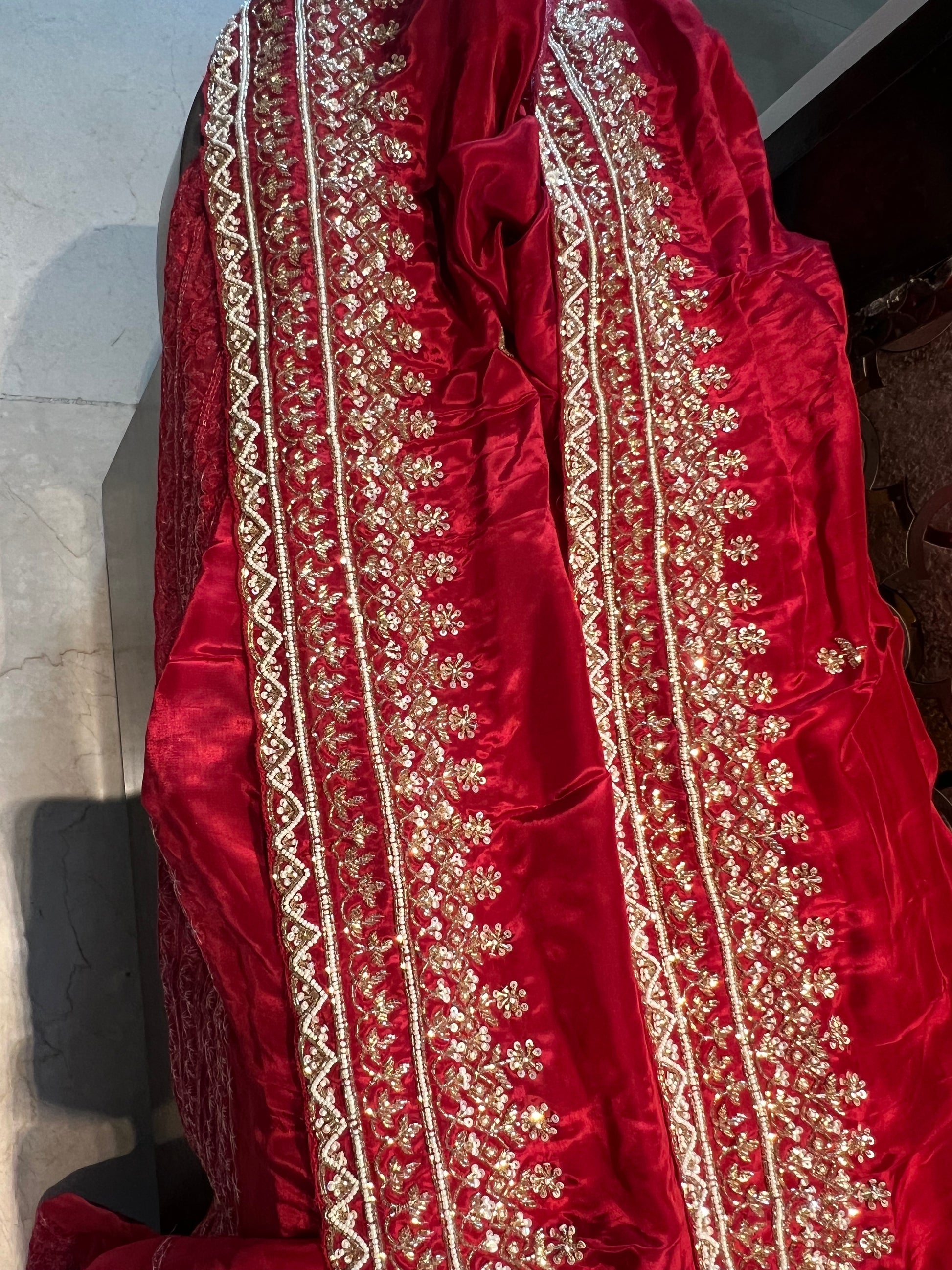 Red organza saree Indian saree bridal saree - Saffronfashionindia