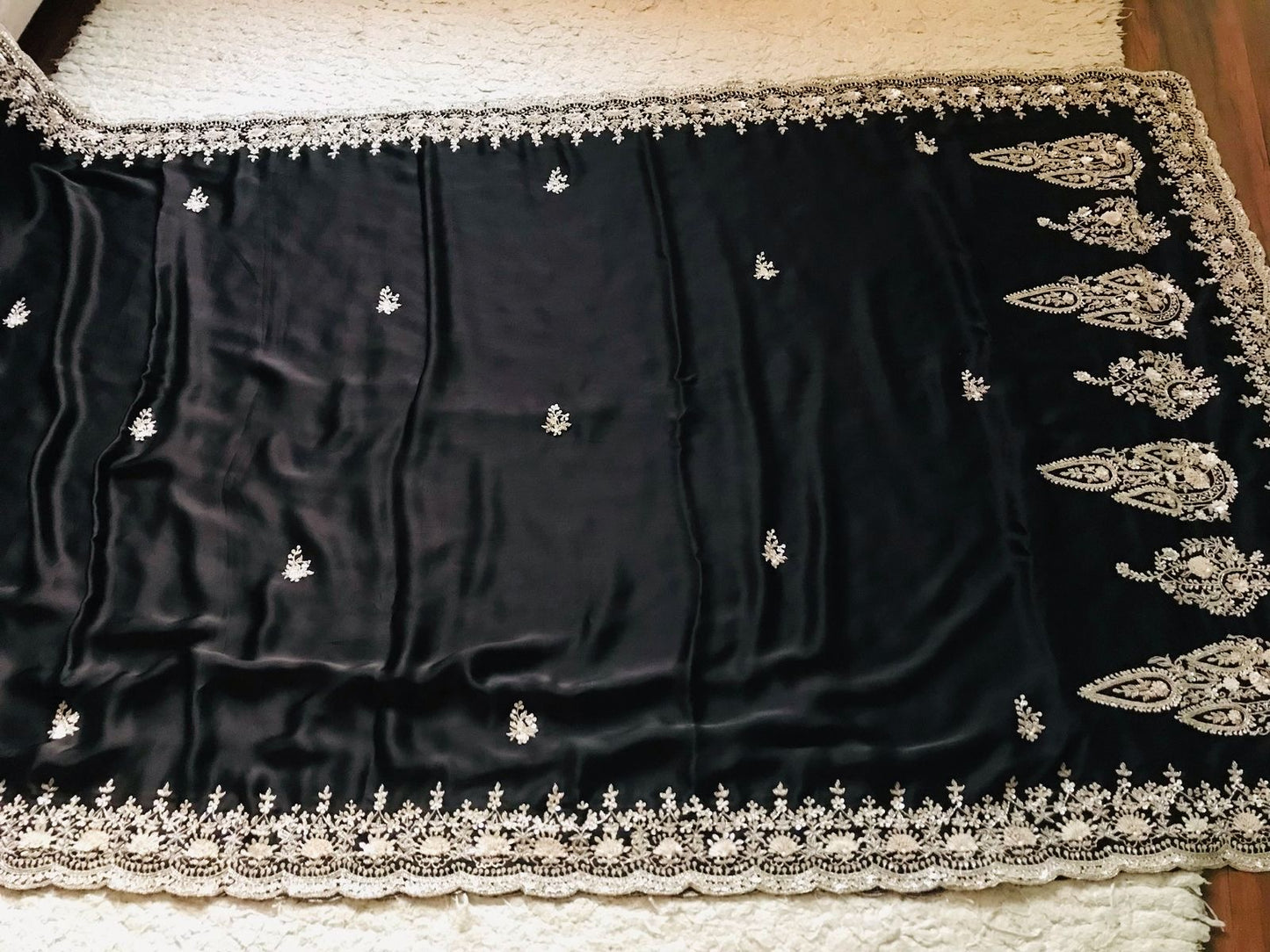 Black Sarin organza saree luxury saree Partywear sari Indian wedding sarees - Saffronfashionindia