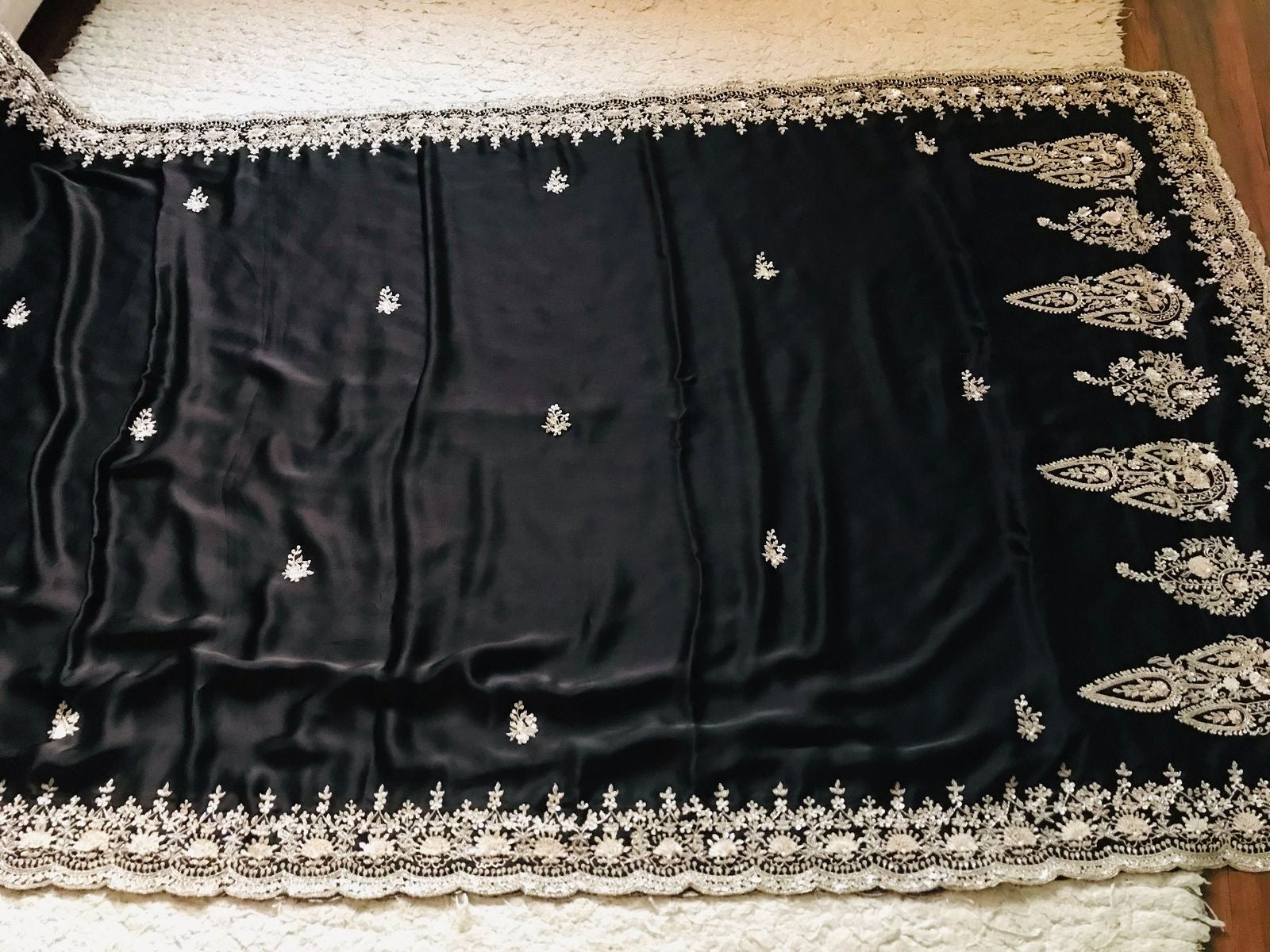 Black Sarin organza saree luxury saree Partywear sari Indian wedding sarees - Saffronfashionindia
