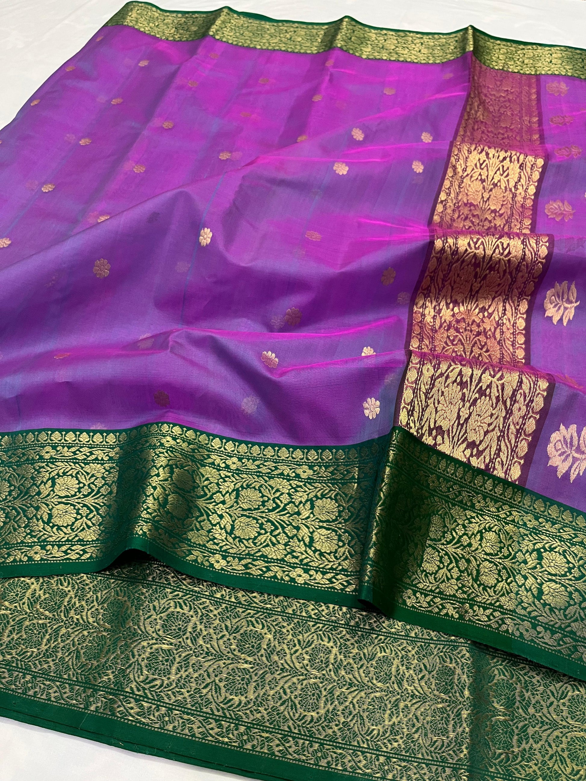 Purple chanderi saree Indian sari blouse traditional sarees SaffronFashion