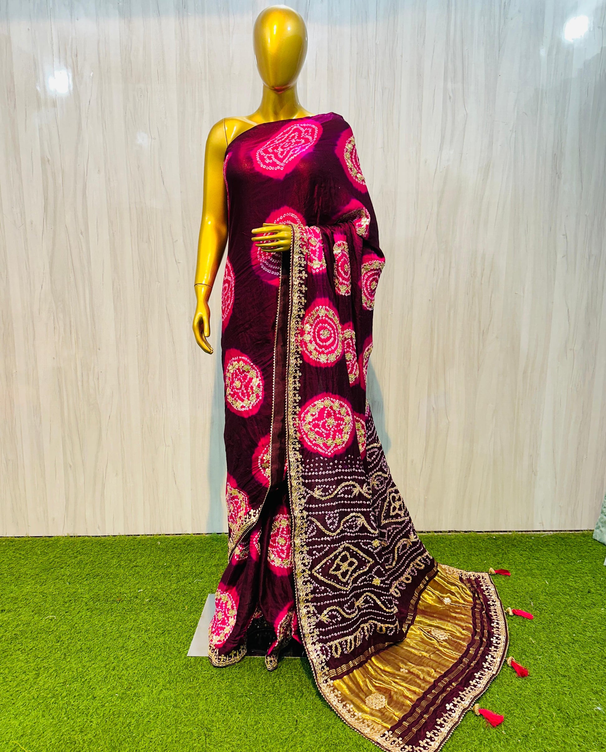 Gottapatti Ghajini silk saree wedding saree women sari blouse - Saffronfashionindia