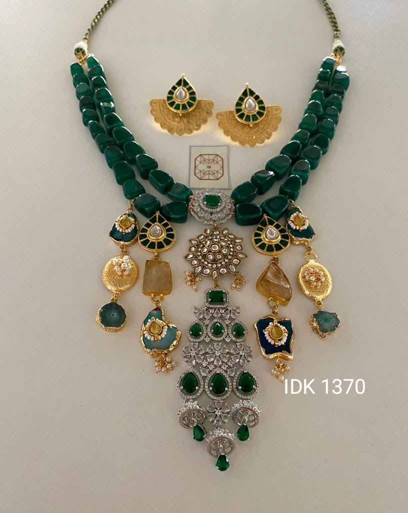 Green Fusion Necklace set Women Necklace - Saffronfashionindia