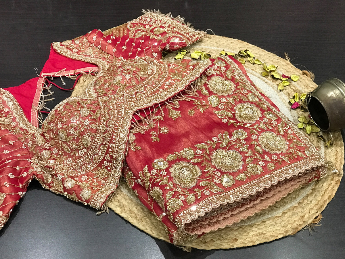 Designer silk Kanjeevaram saree wedding sari blouse Saffronfashionindia