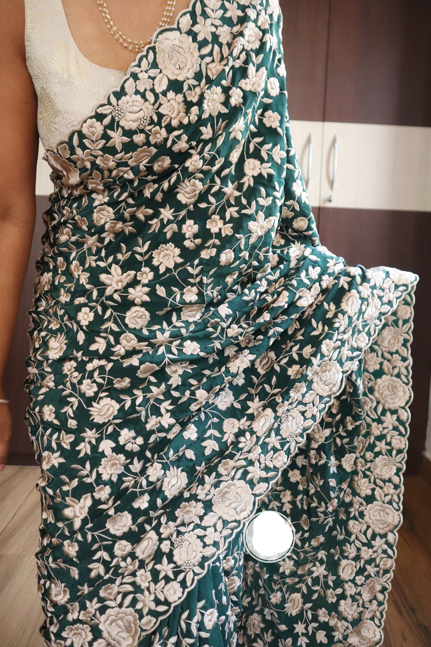 Luvisha Parsi inspired saree crepe beautiful sarees - Saffronfashionindia