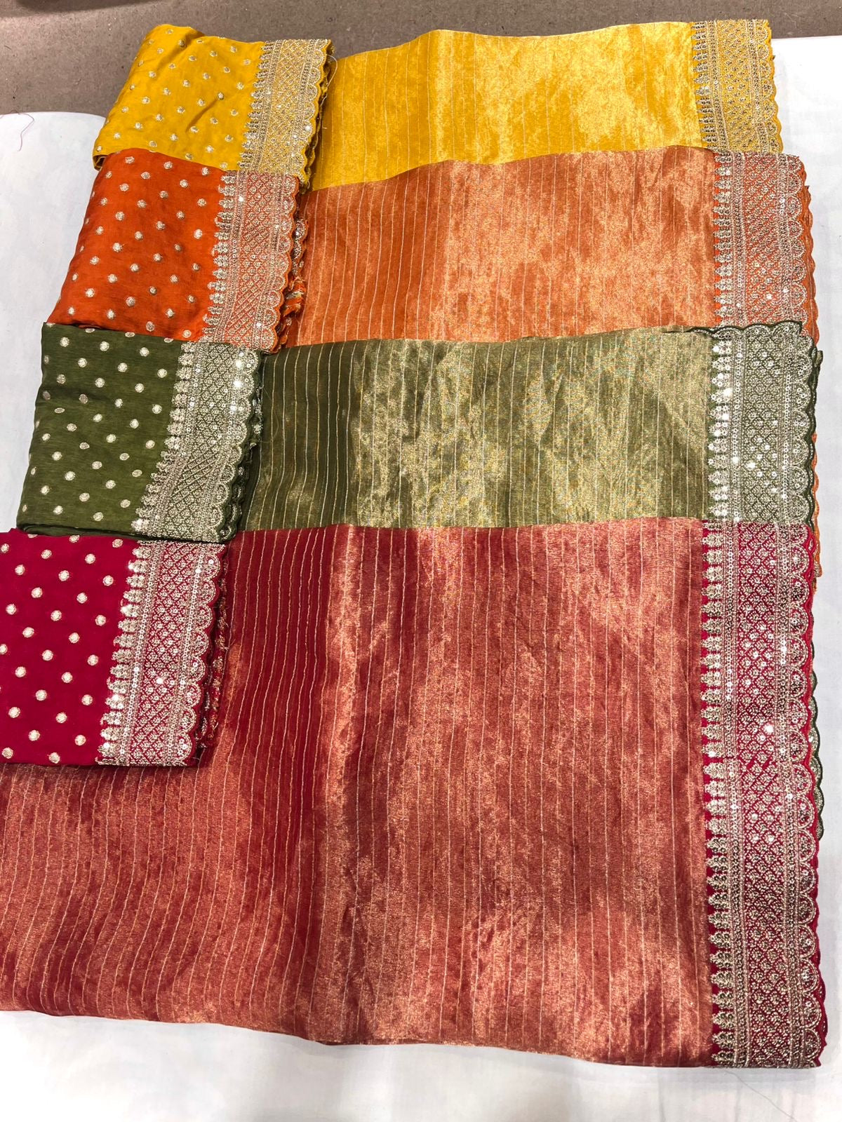 Elegant Tissue saree Indian sari blouse bordered saris SaffronFashion