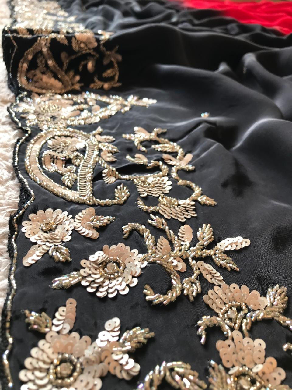 Shaded luxury crepe silk saree Partywear saree blouse SaffronFashion