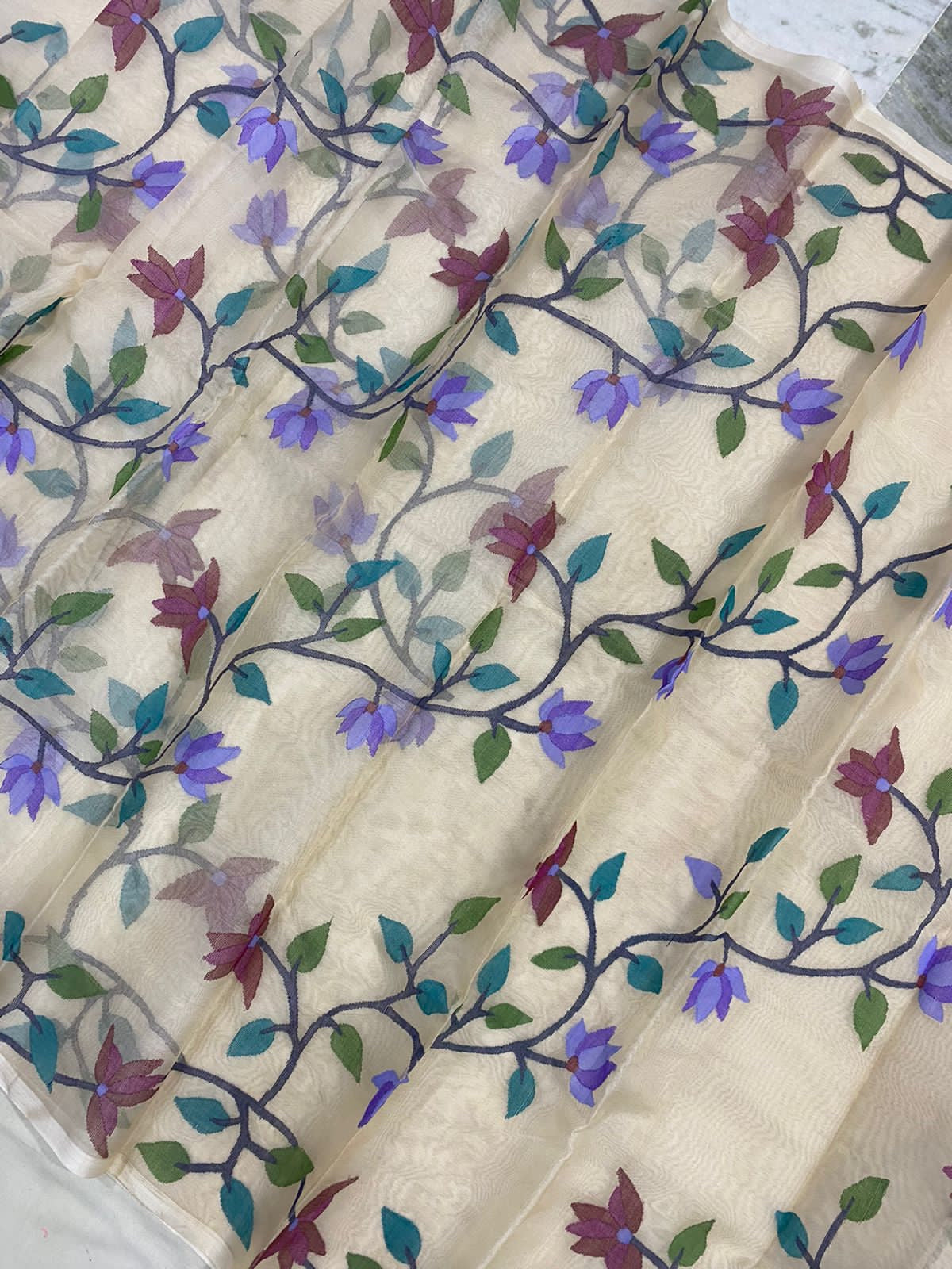 Malvika tantuj jamdani sarees handwoven saree - Saffronfashionindia