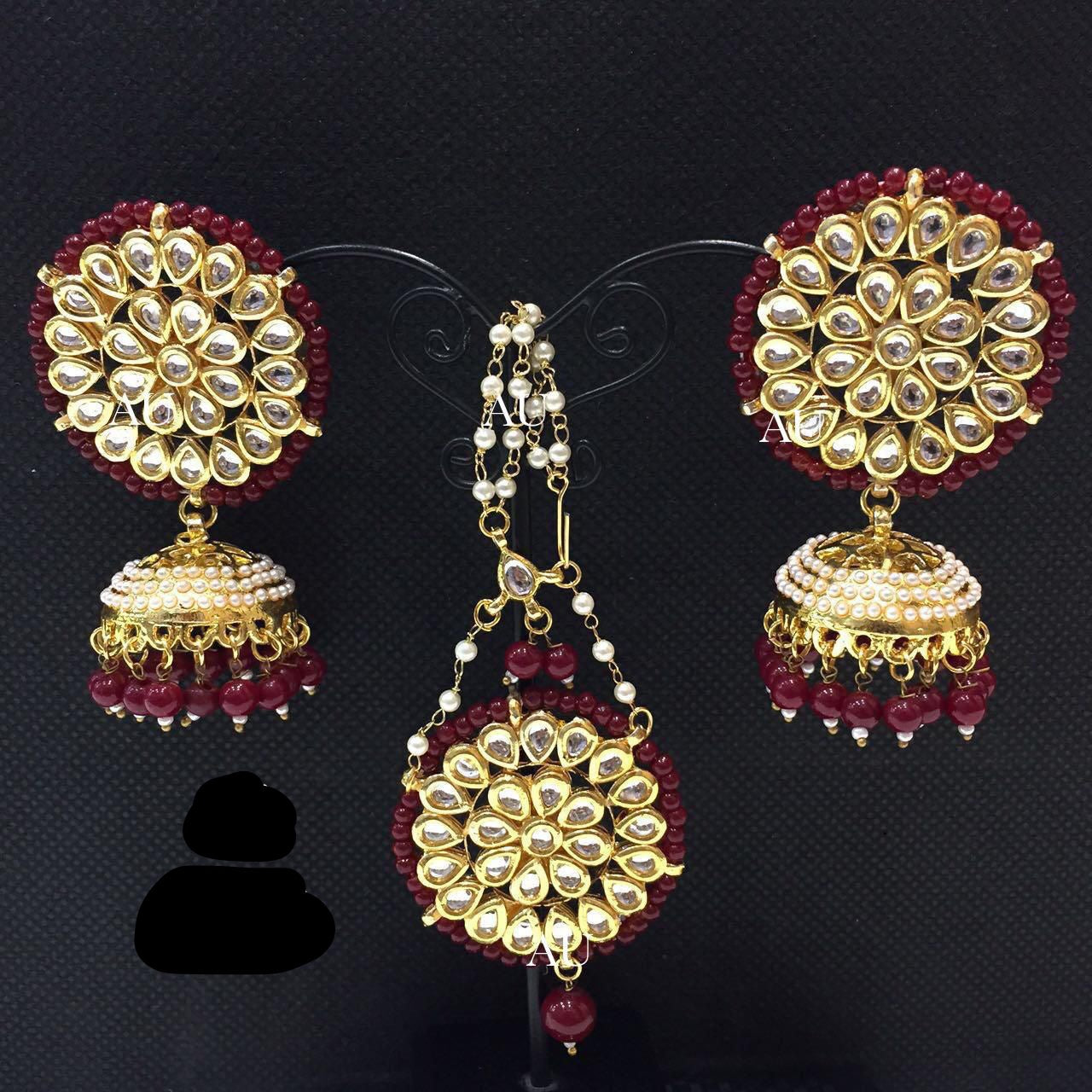 Handmade tikka set Kundan tikka Indian jewellery SaffronFashion