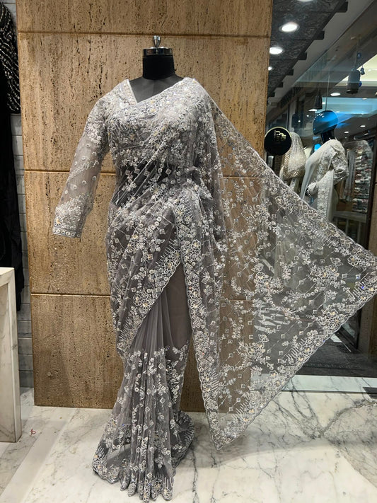 Designer saree net saree women sari blouse wedding sarees SaffronFashion