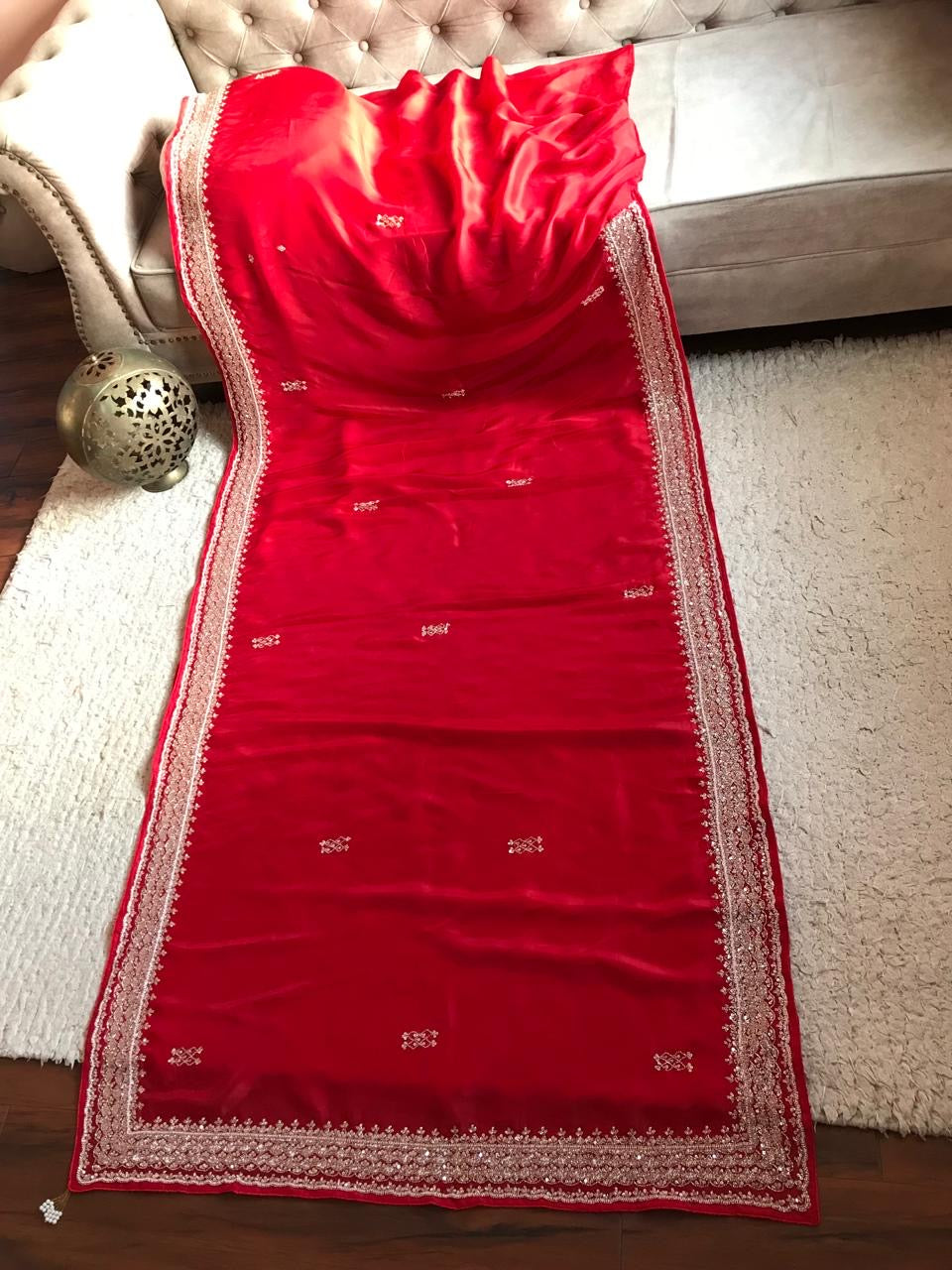 Red Bridal Posh Premium Satin saree - Saffronfashionindia