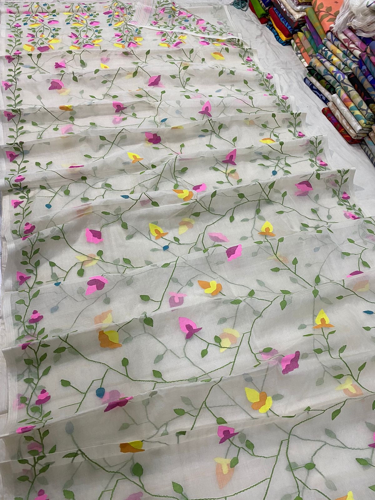 Sameera muslin indian jamdani saree - Saffronfashionindia