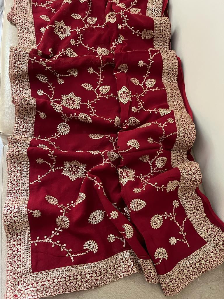 Tanisha Gorgette sequence Reshma Indian saree - Saffronfashionindia