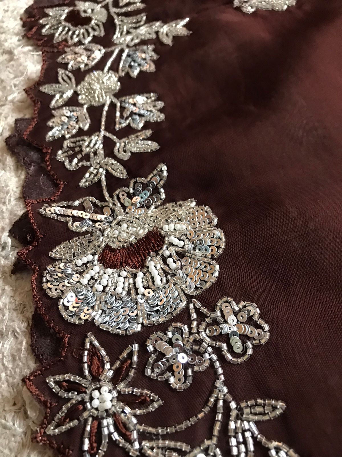 Brown organza silk saree premium sarees - Saffronfashionindia