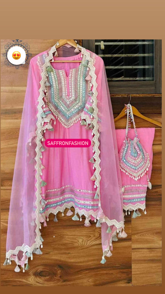 Indian Pakistani dress women Salwar pant dupatta - Saffronfashionindia