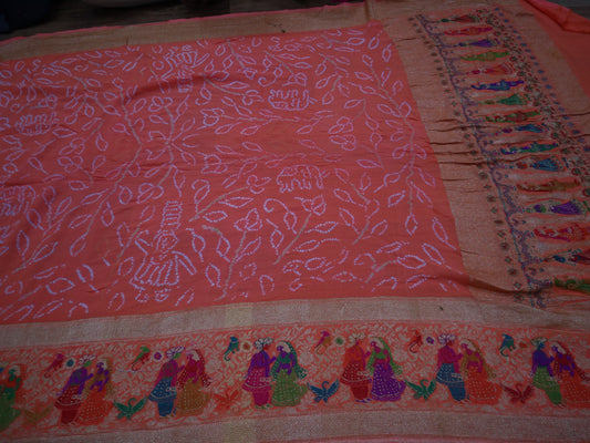 Sujata Khaddi Gorgette saree SaffronFashion