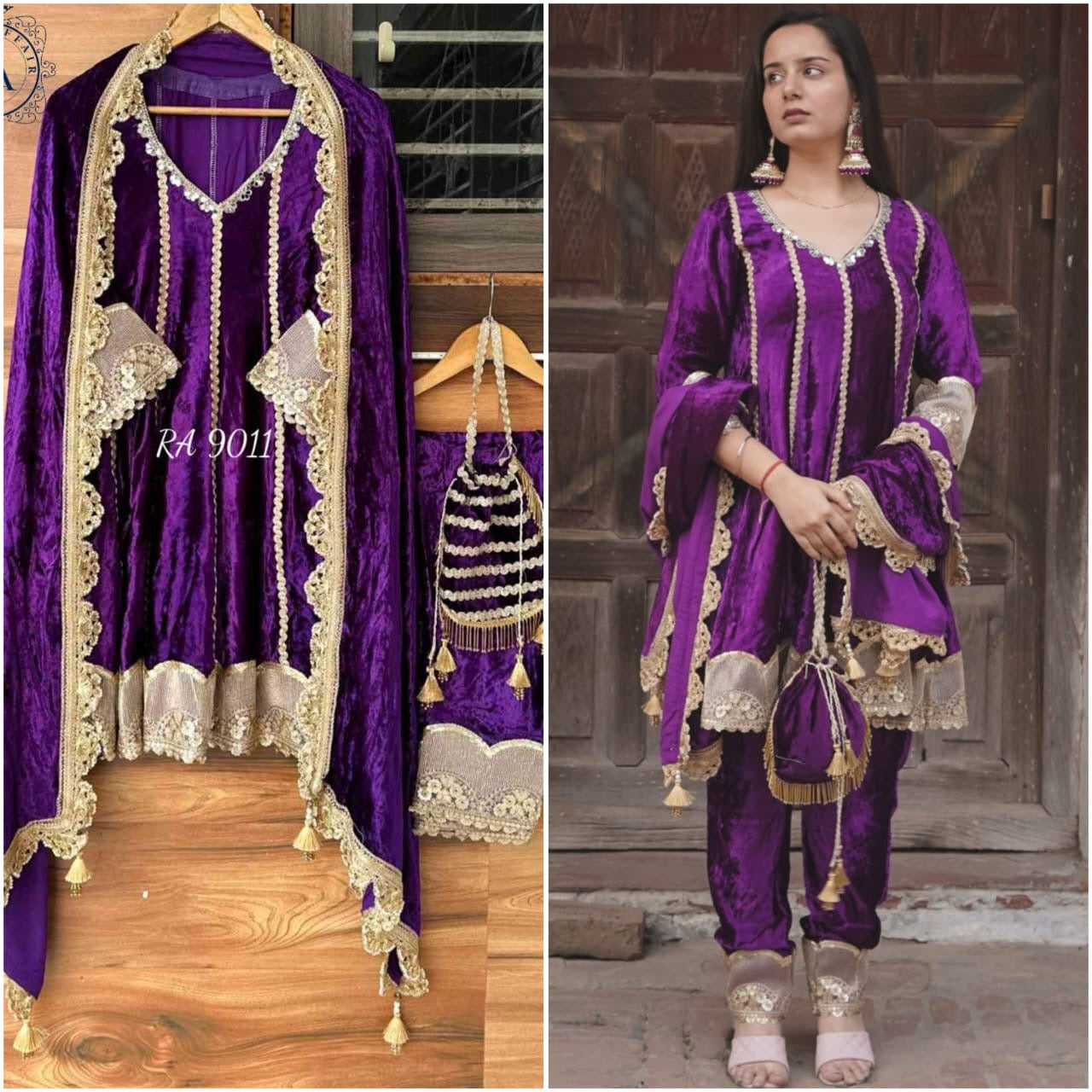 Velvet Salwar Suit Anarkali Salwar kameez - Saffronfashionindia