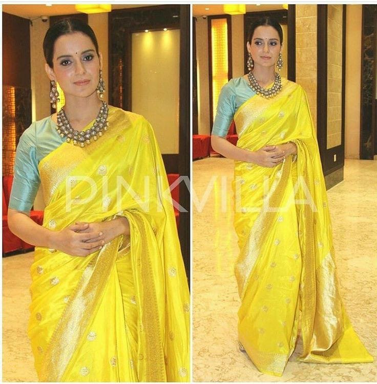 Yellow ektara katan silk saree handwoven sarees blouse - Saffronfashionindia