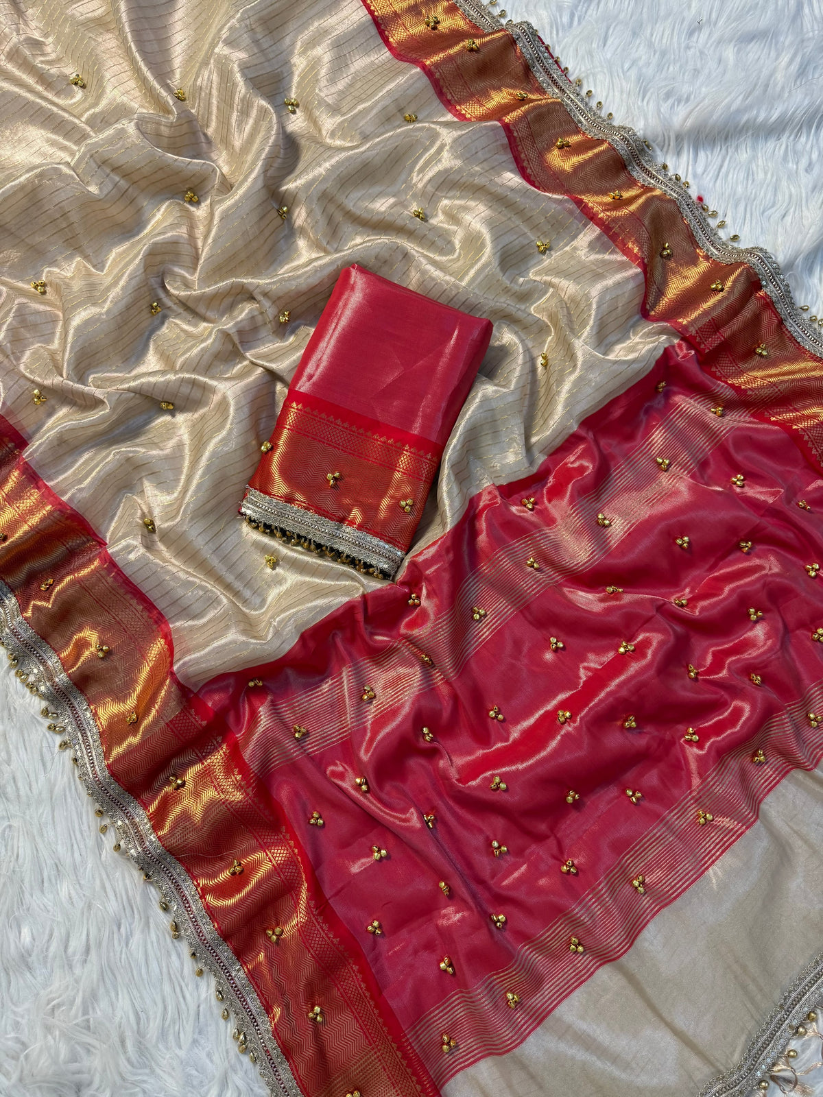 Handmade tissue saree ghungroo saree bollywood inspired sari blouse Saffronfashionindia
