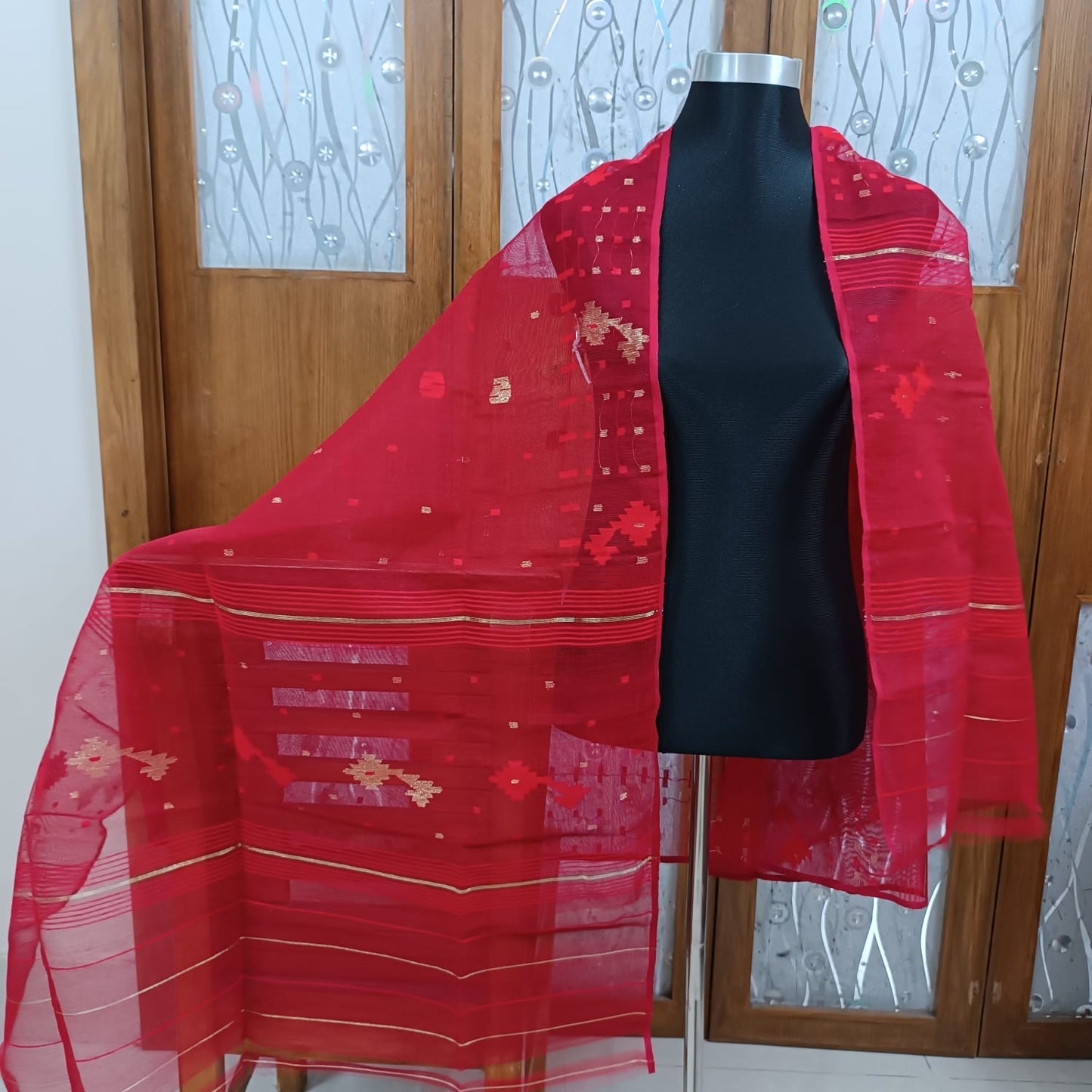 Silk Jamdani Indian heritage dupatta - Saffronfashionindia