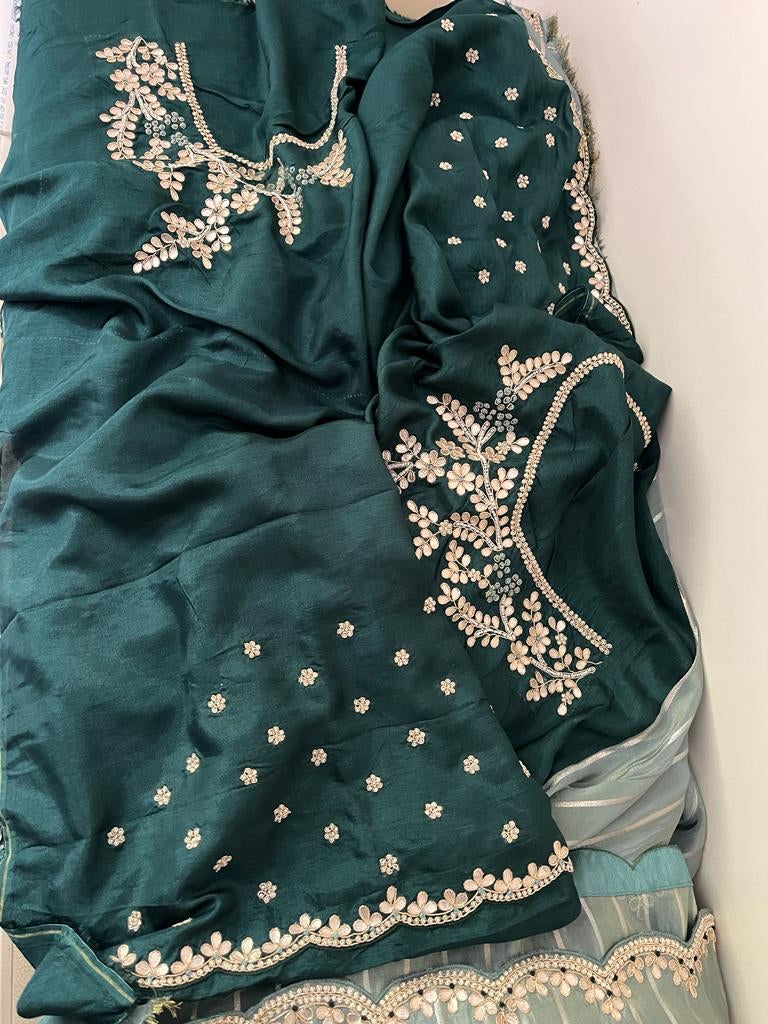 Alima striped tissue partywear saree - Saffronfashionindia